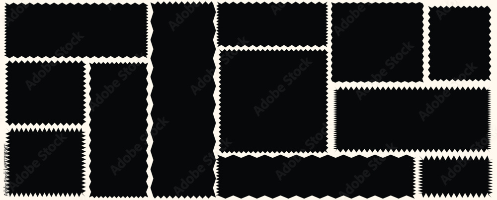 Set of frames with zigzag edge, Rectangle shape frame with zigzag edge ...