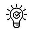 © IQ art_Design - Bulb checkmark black like quick tip line icon. Bulb icon expert, genius, idea, innovation, lamp, light bulb, mark, creative, positive, simplicity, smart, solution, strategy, think, tick, choice.