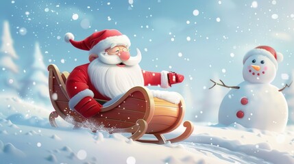 Poster - Santa in a sleigh