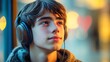 © Darunee - A teenager with headphones, a subtle heart shape in the background, representing the emotional intensity of youth