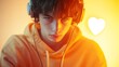 © Darunee - A teenager with headphones, a subtle heart shape in the background, representing the emotional intensity of youth