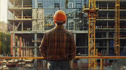 A man, a worker, a builder by profession, in a uniform and a helmet. AI Generated