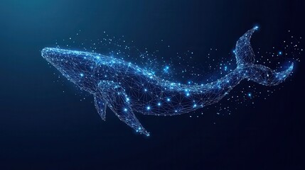 Geometric whale figure for technology concept with network pattern