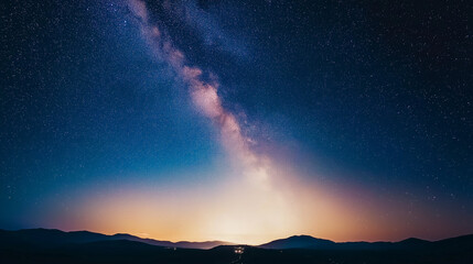 Wall Mural - beautiful photograph of the night sky with some buildings on the horizon.