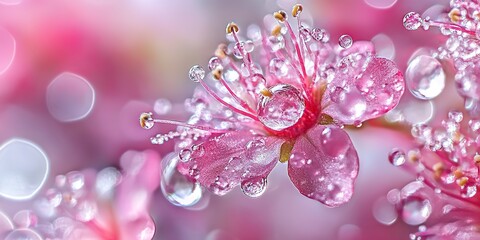 Wall Mural - Tranquil Morning Bliss. Nature-inspired wallpaper showing a stunning close-up of a dewdrop