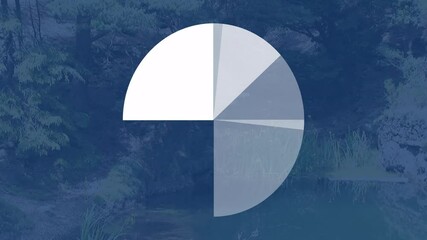 Poster - Animating pie chart over serene forest and lake background