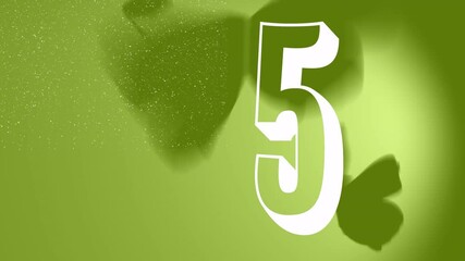 Poster - Number 5 animation with floating particles over green background