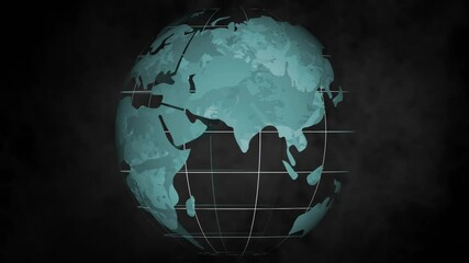 Sticker - Rotating globe with grid lines, animation on dark background