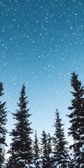 Sticker - Winter Snowfall with Pine Trees and Blue Sky