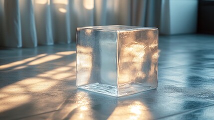 Canvas Print - Glass Cube Mockup with Sunlight Reflections