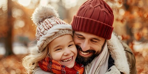 Happy Family in Autumn Park