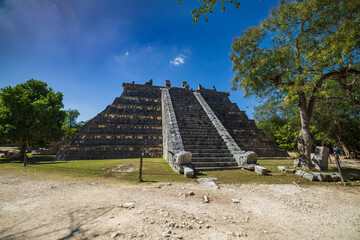 Mayan Pyramid Chichen Itza Mexico. Landscape. View of the El Castillo (Temple of Kukulkan), Chichen Itza Mexico.