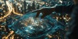 © kwanchaift - Macro shot of a VR guidebook interface, digital annotations overlaying a virtual landscape, user exploring a famous city in VR
