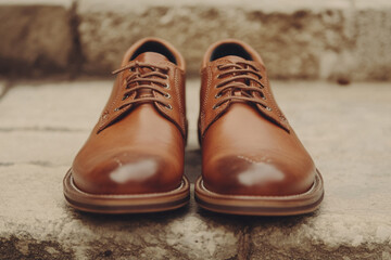 Brown leather shoes.