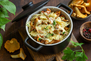 Sticker - baked pasta with chanterelle mushrooms