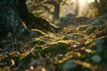 Sticker - Close Up of Mossy Ground in a Forest