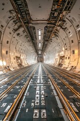 The Vast Interior of a Cargo Plane: Exploring the Cavernous Expanse within an Aircraft