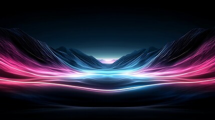 Wall Mural - surreal digital landscape with conceptual elements, neon accents, copy space for text,