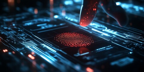 Macro shot of an identity verification process, biometric data being scanned, ensuring accurate and secure access