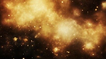 Wall Mural - Golden nebula in deep space with bright stars and cosmic dust

