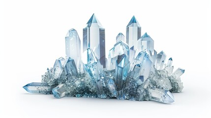 Crystal Growth: Grow crystals using a saturated solution and display the results isolated on white background