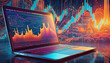 © michaswelt - Laptop in the foreground and a stock market chart in the background