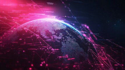 Wall Mural - futuristic global internet connection network.