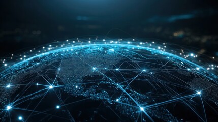 Wall Mural - futuristic global internet connection network.