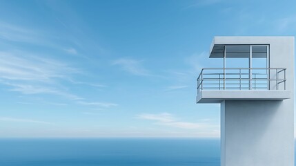 Wall Mural - watchtower overlooking a tranquil landscape, representing protection and surveillance, copy space fo