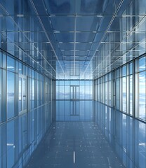 Poster - Modern Office Interior With Glass Walls and Ceiling