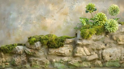 Green Plants Growing on Stone Wall