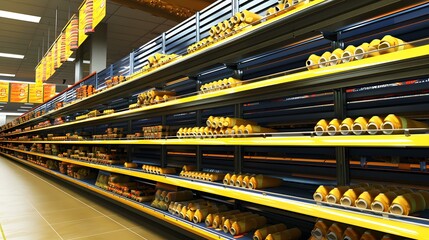 Canvas Print - Supermarket Aisle with Shelves Full of Products