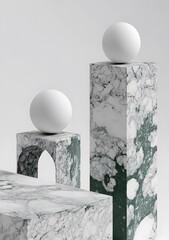 Wall Mural - Abstract Minimalist Marble Sculpture with Geometric Shapes