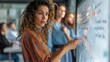 © Best - Team Brainstorming: Standing at a whiteboard in a bright blouse and professional skirt, the female marketing executive actively engages her team in brainstorming ideas for a new product launch.