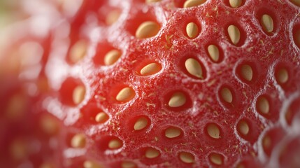 Wall Mural - Close-up Macro Photograph of a Strawberry's Surface