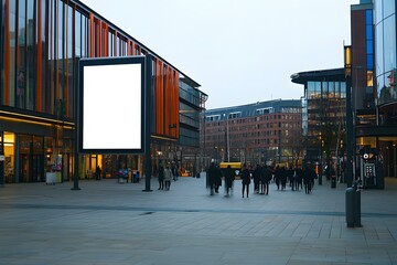 Canvas Print - Blank Billboard Advertisement in Modern City Street