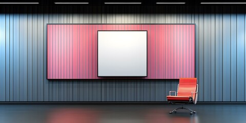 Canvas Print - Blank Canvas Mockup With Red Chair In Modern Interior