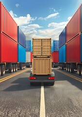 Cargo Truck Driving On A Highway With Container