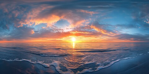 Wall Mural - panoramic sea skyline beach amazing sunrise beach landscape panorama of tropical beach seascape horizon abstract colorful sunset sky light tranquil relax summer seascape freedom wide angle seascape