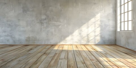 Canvas Print - Empty Room with Concrete Wall and Wooden Floor