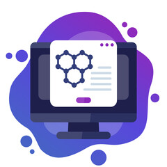 Canvas Print - graphene research icon with computer