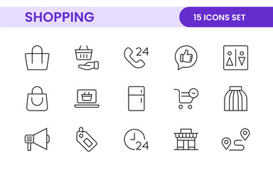 Wall Mural - Set of shopping cart icons. Collection of web icons for online store, from various cart icons in various shapes. Shopping outline icon set.