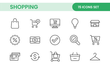 Wall Mural - Set of shopping cart icons. Collection of web icons for online store, from various cart icons in various shapes. Shopping outline icon set.