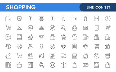 Wall Mural - Set of shopping cart icons. Collection of web icons for online store, from various cart icons in various shapes. Shopping outline icon set.