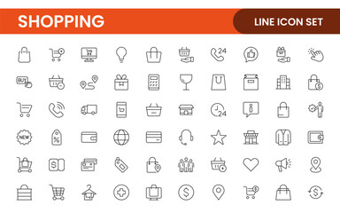 Wall Mural - Set of shopping cart icons. Collection of web icons for online store, from various cart icons in various shapes. Shopping outline icon set.