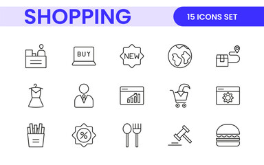 Wall Mural - Set of shopping cart icons. Collection of web icons for online store, from various cart icons in various shapes. Shopping outline icon set.