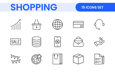 Wall Mural - Set of shopping cart icons. Collection of web icons for online store, from various cart icons in various shapes. Shopping outline icon set.