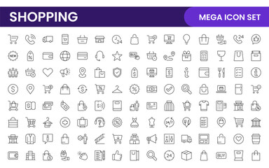 Wall Mural - Set of shopping cart icons. Collection of web icons for online store, from various cart icons in various shapes. Shopping outline icon set.