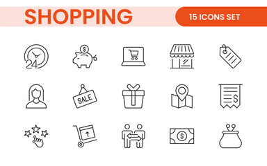 Wall Mural - Set of shopping cart icons. Collection of web icons for online store, from various cart icons in various shapes. Shopping outline icon set.
