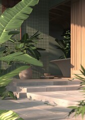 Wall Mural - Tropical Minimalist Architecture Patio Design